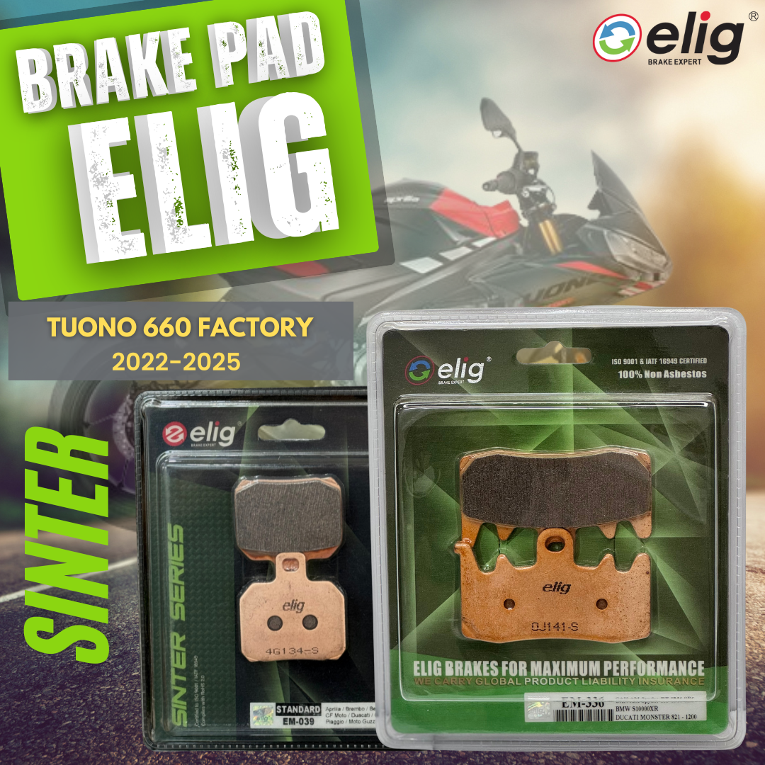 Bố thắng Elig Sinter dành cho xe APRILIA TOUNO 660 FACTORY 2022-2025 (Trước EM-336, Sau EM-039)