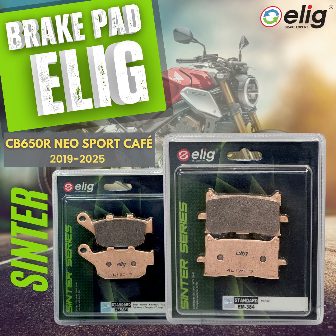 Bố thắng Elig Sinter dành cho xe HONDA CB650R NEO SPORT CAFÉ 2019-2025 (Trước EM-384, Sau EM-066)