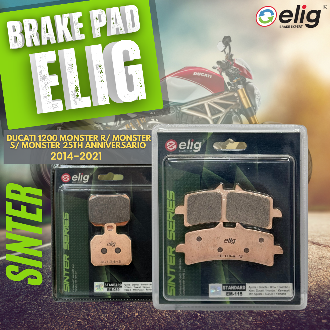 Bố thắng Elig Sinter dành cho xe DUCATI MONSTER 1200 R_S_25TH 2014-2021 (Trước EM-115, Sau  EM-039) 