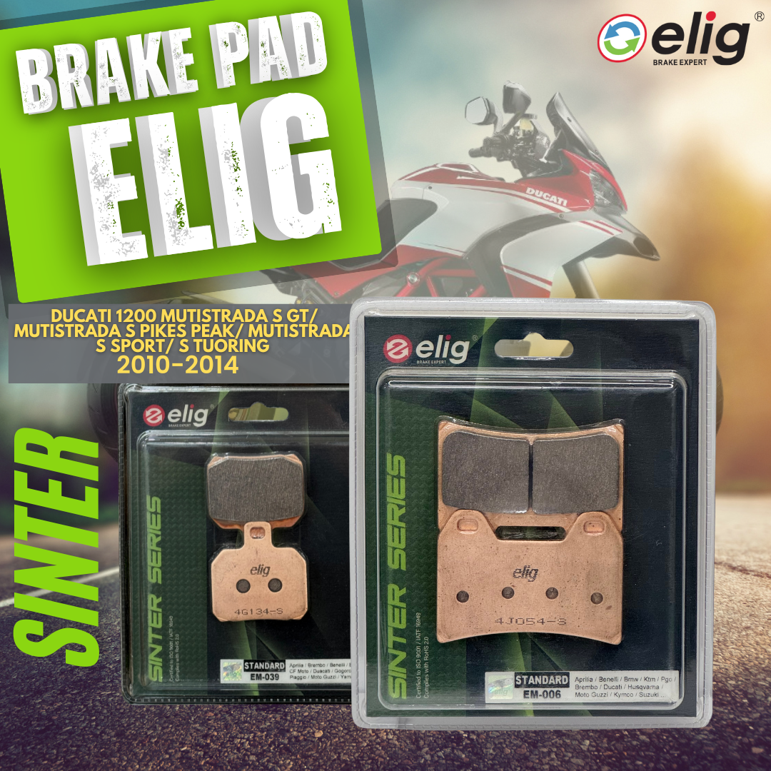 Bố thắng Elig Sinter dành cho xe DUCATI MUTISTRADA 1200_ 1200 PIKES PEAK_ GT_SPORT_TOURING 2010-2014 (Trước EM- 006, Sau EM-039)