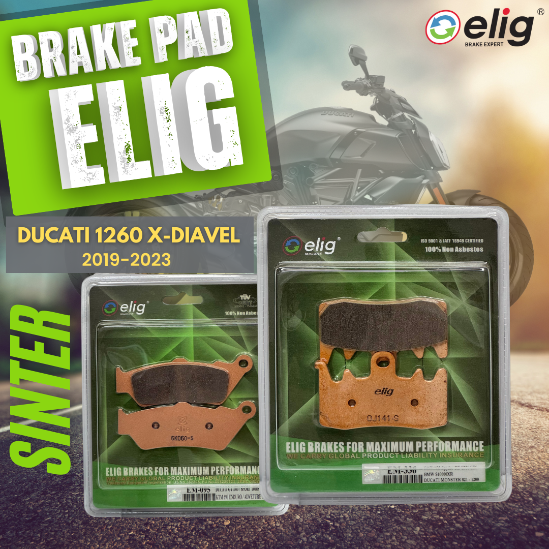 Bố thắng Elig Sinter dành cho xe DUCATI 1260 X-DIEVAL 2019-2023 (Trước EM-336, Sau EM-095 )
