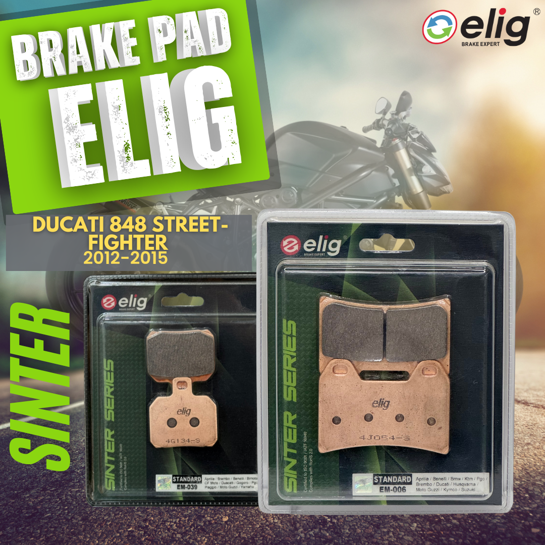 Bố thắng Elig Sinter dành cho xe  DUCATI 848 STREET FIGHTER 2012-2016 (Trước EM-006, Sau EM-039)
