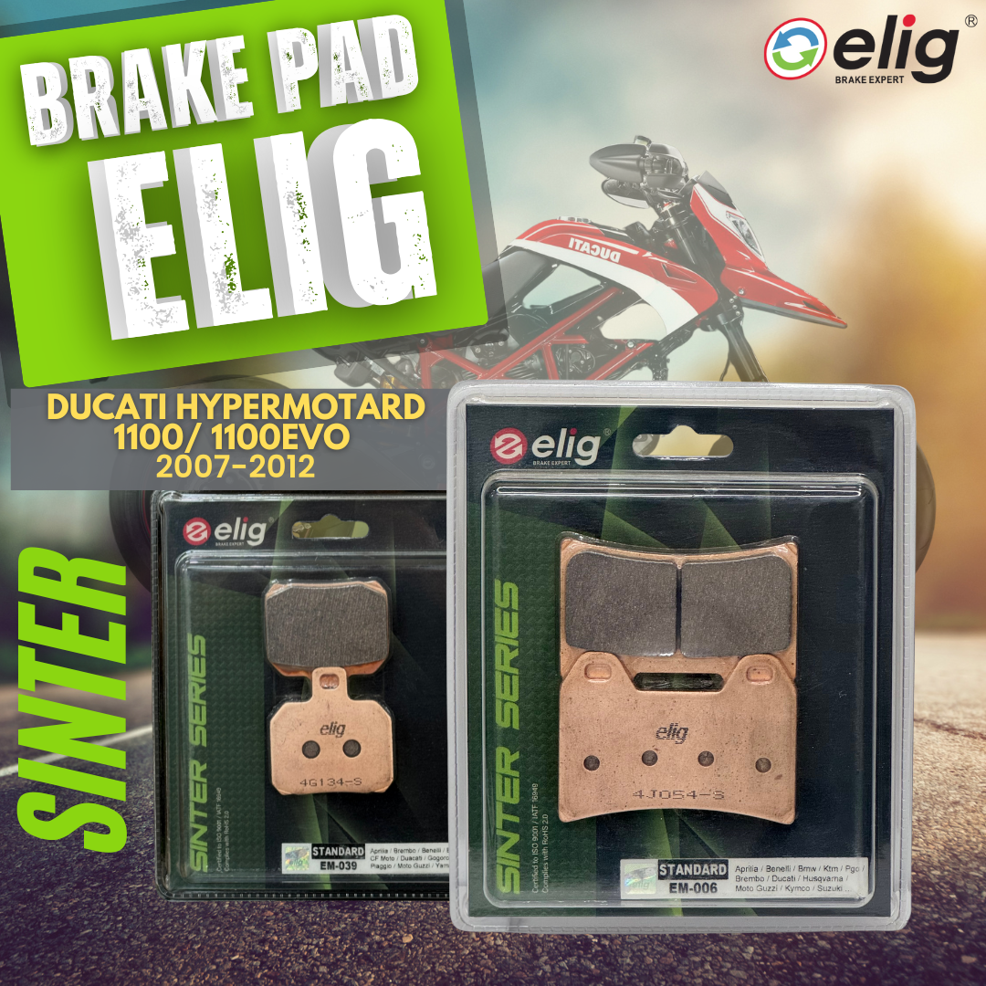 Bố thắng Elig Sinter dành cho xe DUCATI HYPERMOTARD 1100_ 1100EVO 2007-2012 ( Trước EM-006, Sau EM-039)
