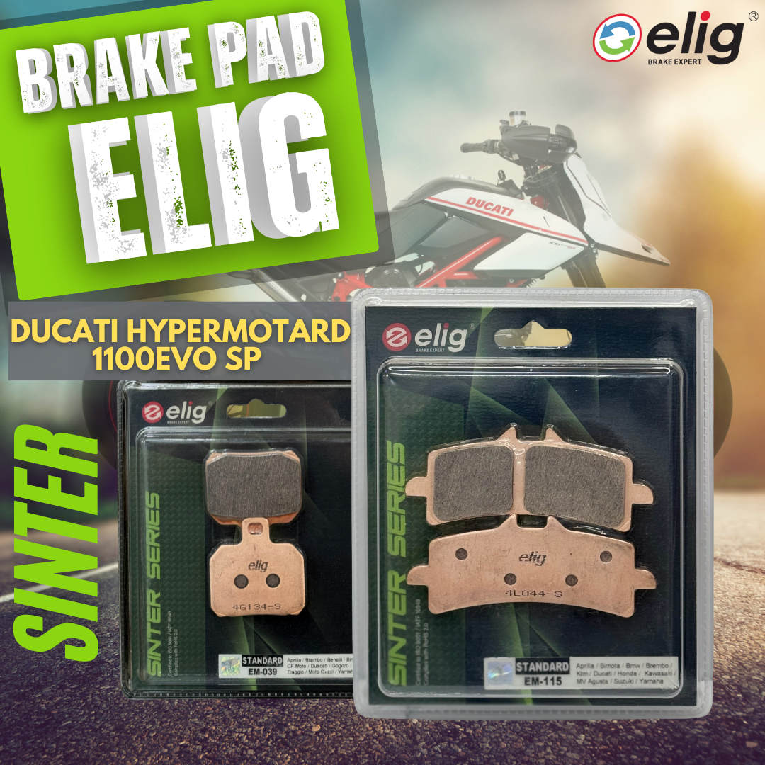 Bố thắng Elig Sinter dành cho xe DUCATI HYPER MOTARD 1100 EVO SP (Trước EM-115, Sau EM-039 )