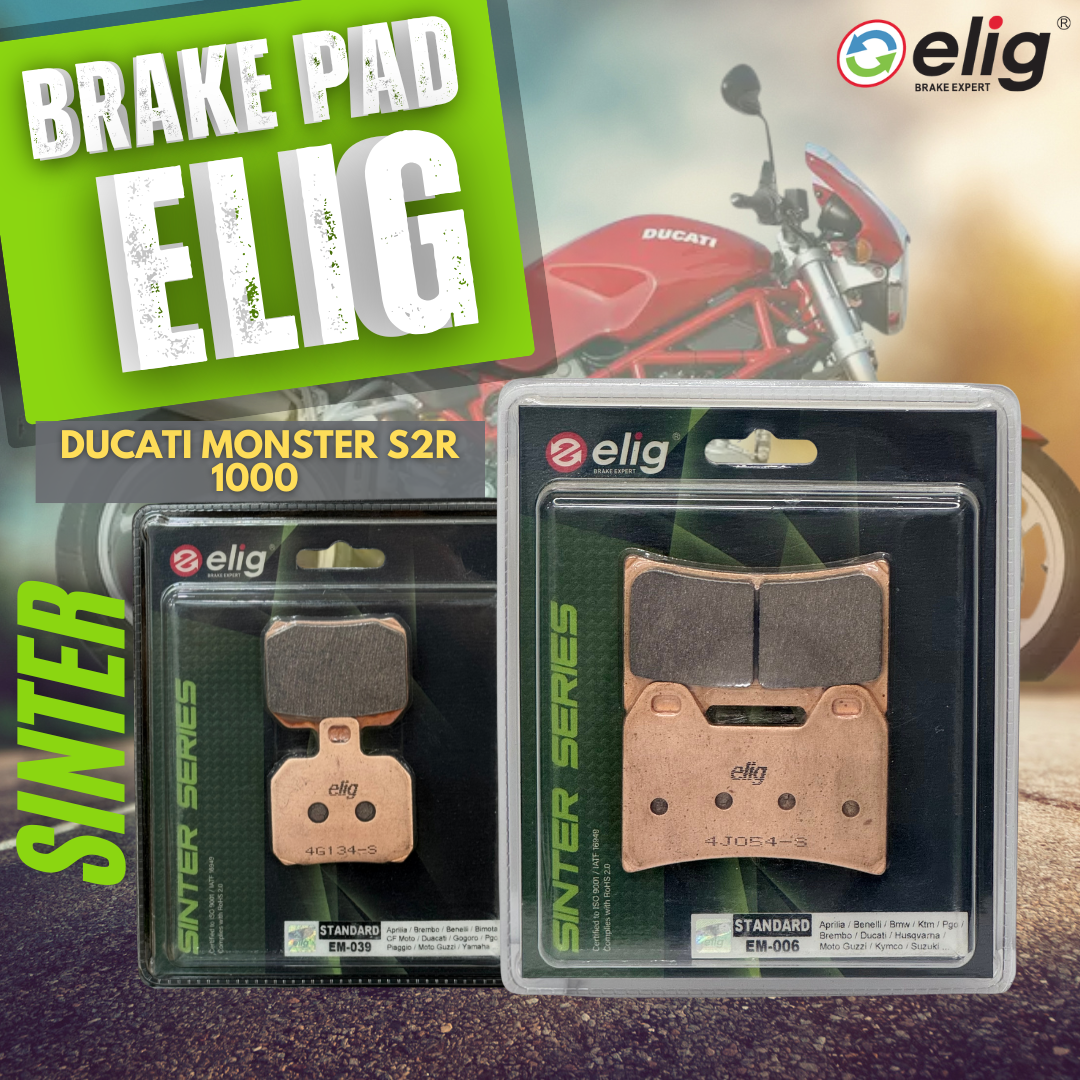 Bố thắng Elig Sinter dành cho xe DUCATI MONSTER S2R 1000 (Trước EM-006, Sau EM-039)