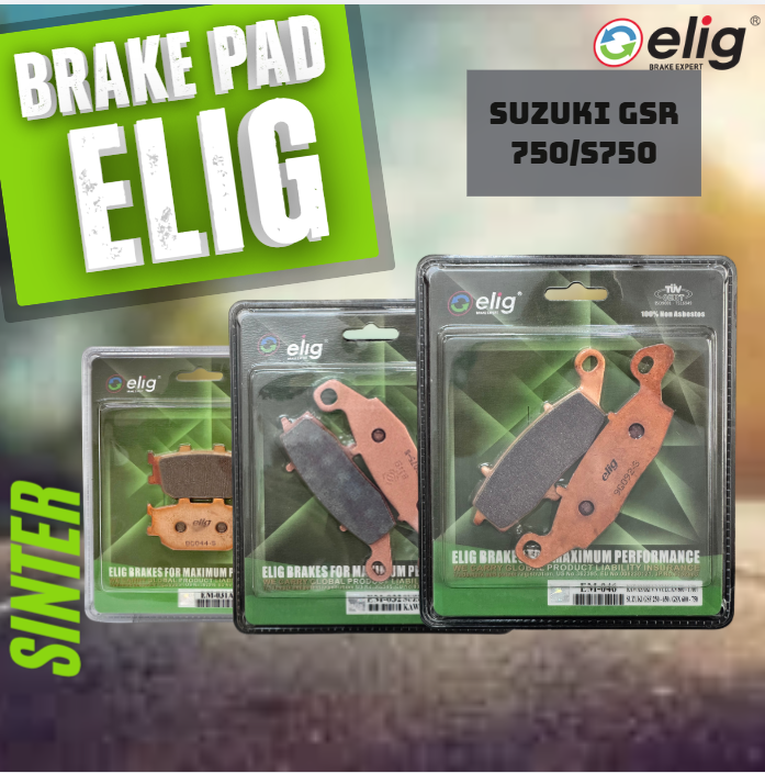 Bố thắng Elig Sinter dành cho xe SUZUKI GSR750_ S750 ( Trước trái  EM-032, Trước phải EM-046, Sau EM-031)