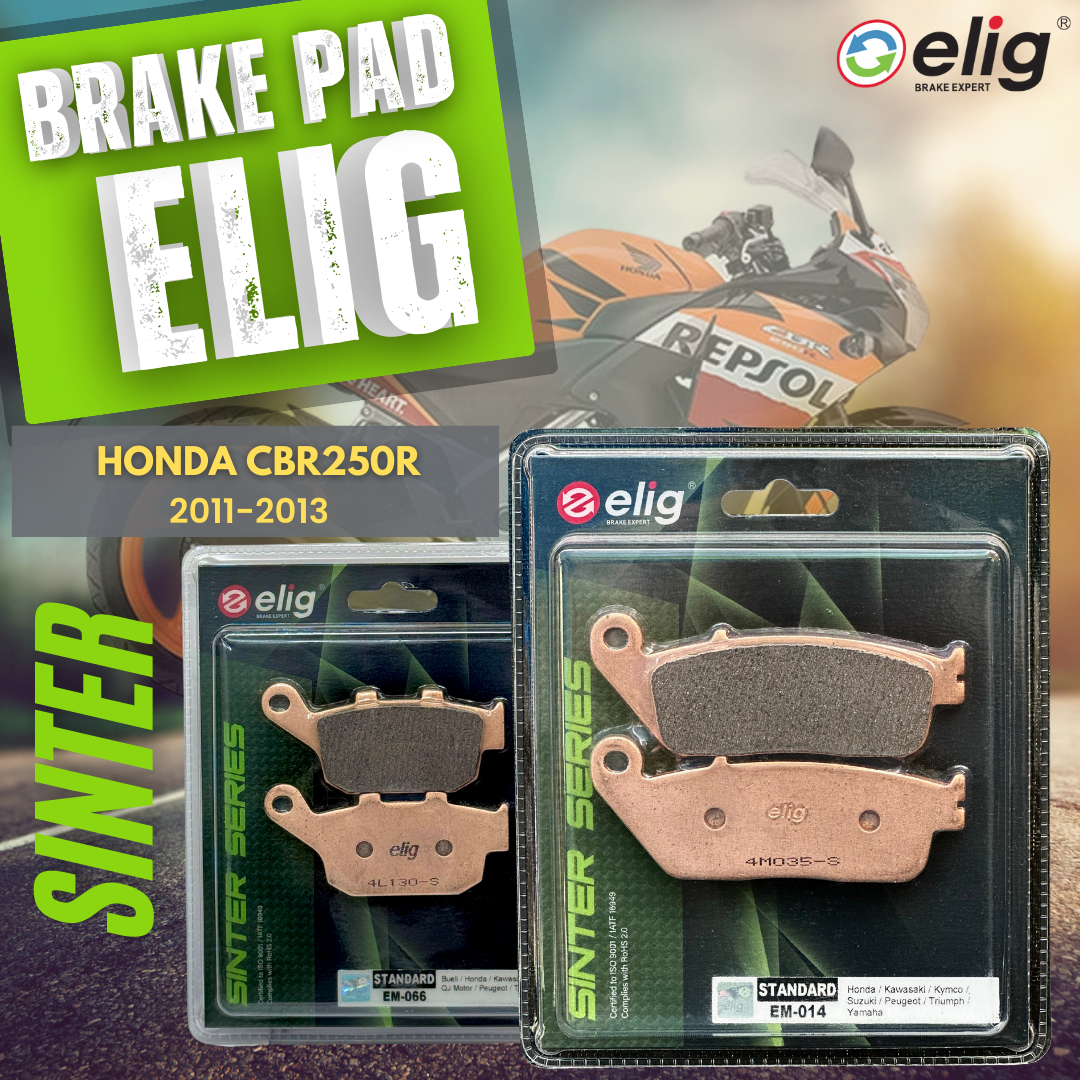 Bố thắng Elig Sinter dành cho xe HONDA CBR250R 2011-2013 (Trước EM-014, Sau EM-066)