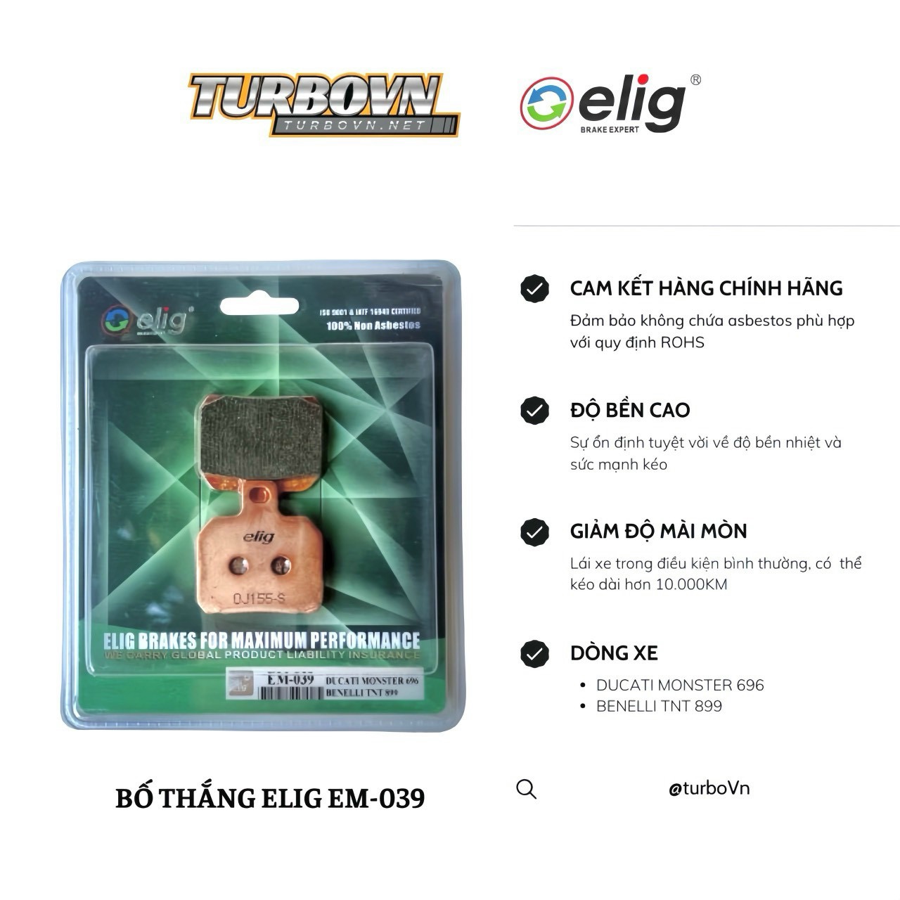 Bố thắng Elig Sinter EM-039 Heo Brembo 2Pis