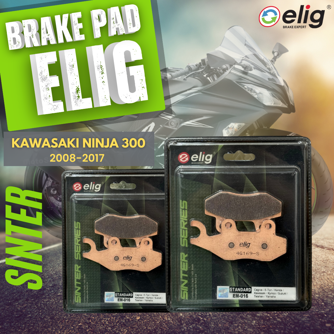 Bố thắng Elig Sinter dành cho xe KAWASAKI NINJA 300 2008-2017 (Trước EM- 016, Sau EM- 016)