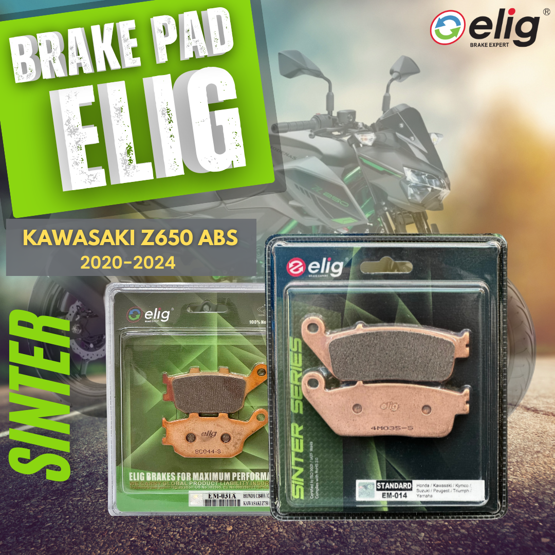 Bố thắng Elig Sinter dành cho xe KAWASAKI Z650 ABS 2020-2024 (Trước EM- 014, Sau EM-031)