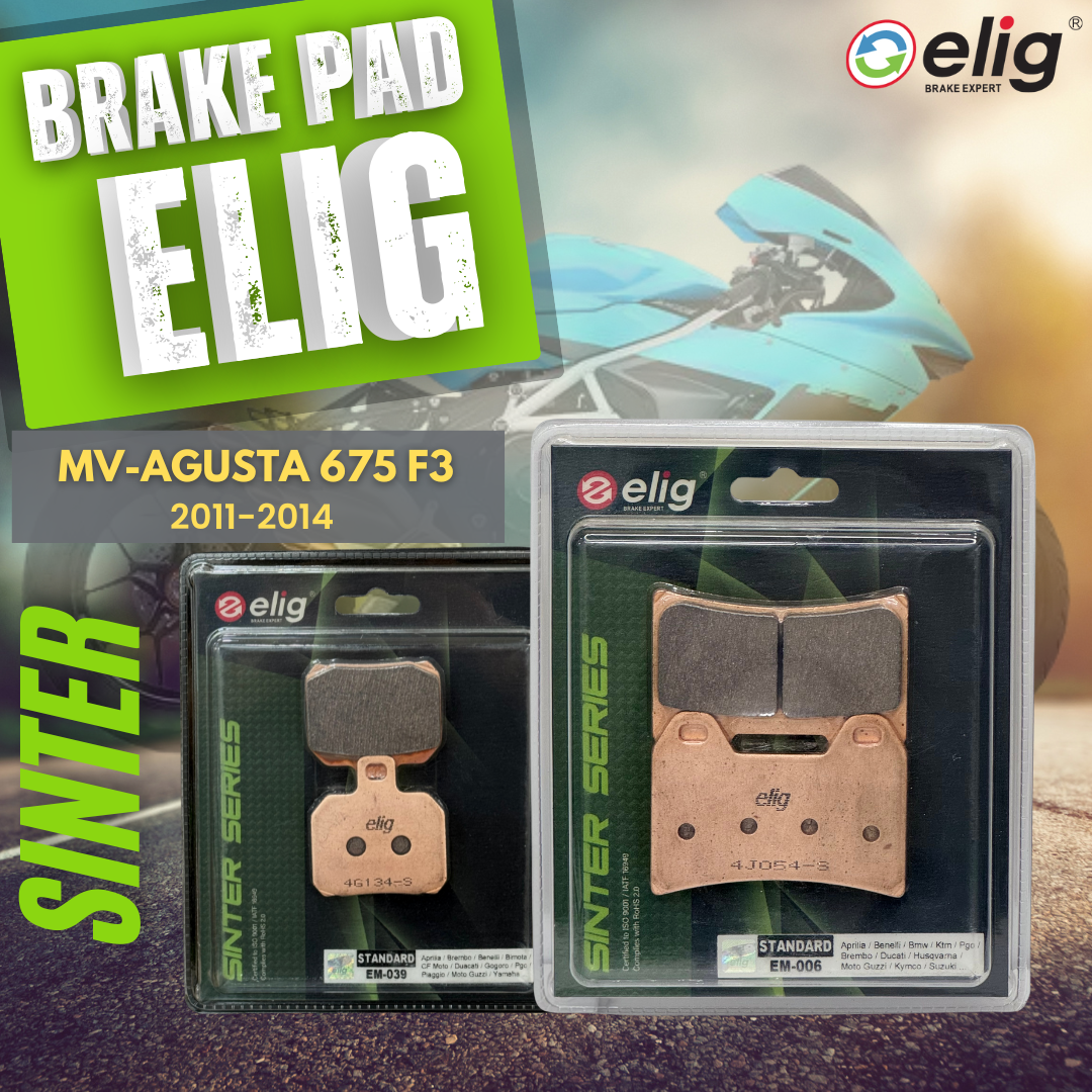 Bố thắng Elig Sinter dành cho xe MV AGUSTA 675 F3 2011-2014 (Trước EM-006, Sau EM-039)