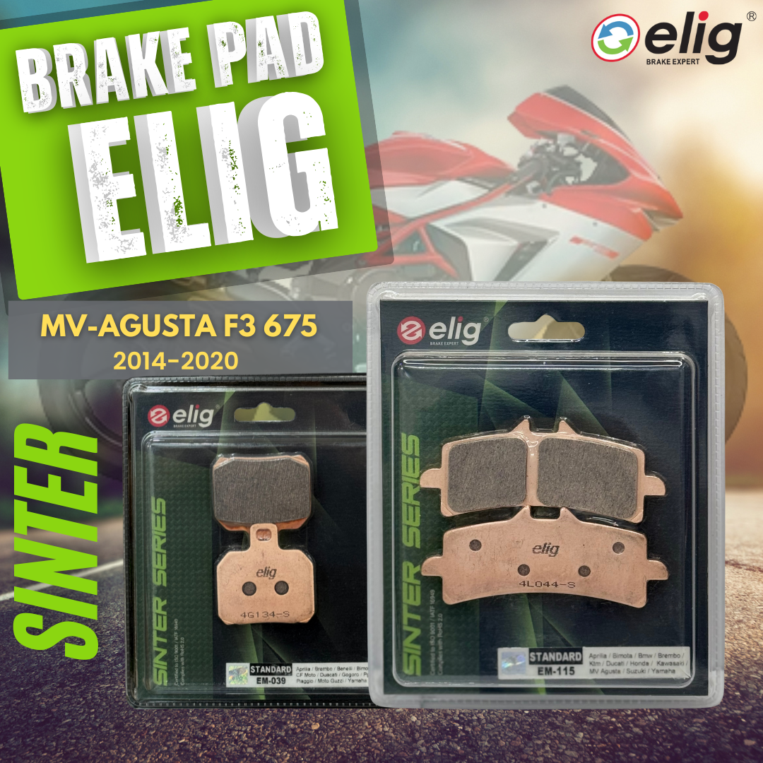 Bố thắng Elig Sinter dành cho xe MV AGUSTA 675 F3 2014-2020 (Trước EM-115, Sau EM-039)