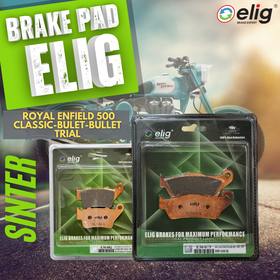 Bố thắng Elig Sinter dành cho xe ROYAL ENFIELD 500 CLASSIC-BULET-BULLET TRIAL (Trước EM-079, Sau EM-082)