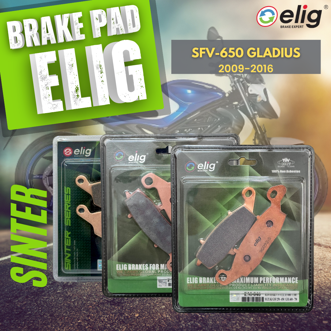 Bố thắng Elig Sinter dành cho xe SUZUKI SFV650 GLADIUS 2009-2016 (Trước trái EM-046, Trước phải EM-032, Sau EM-066)