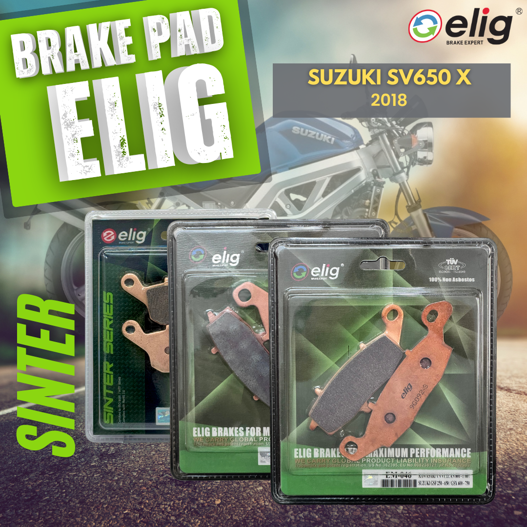 Bố thắng Elig Sinter dành cho xe SUZUKI SV650X 2018 (Trước trái EM-046, Trước phải EM-032, Sau EM-066)