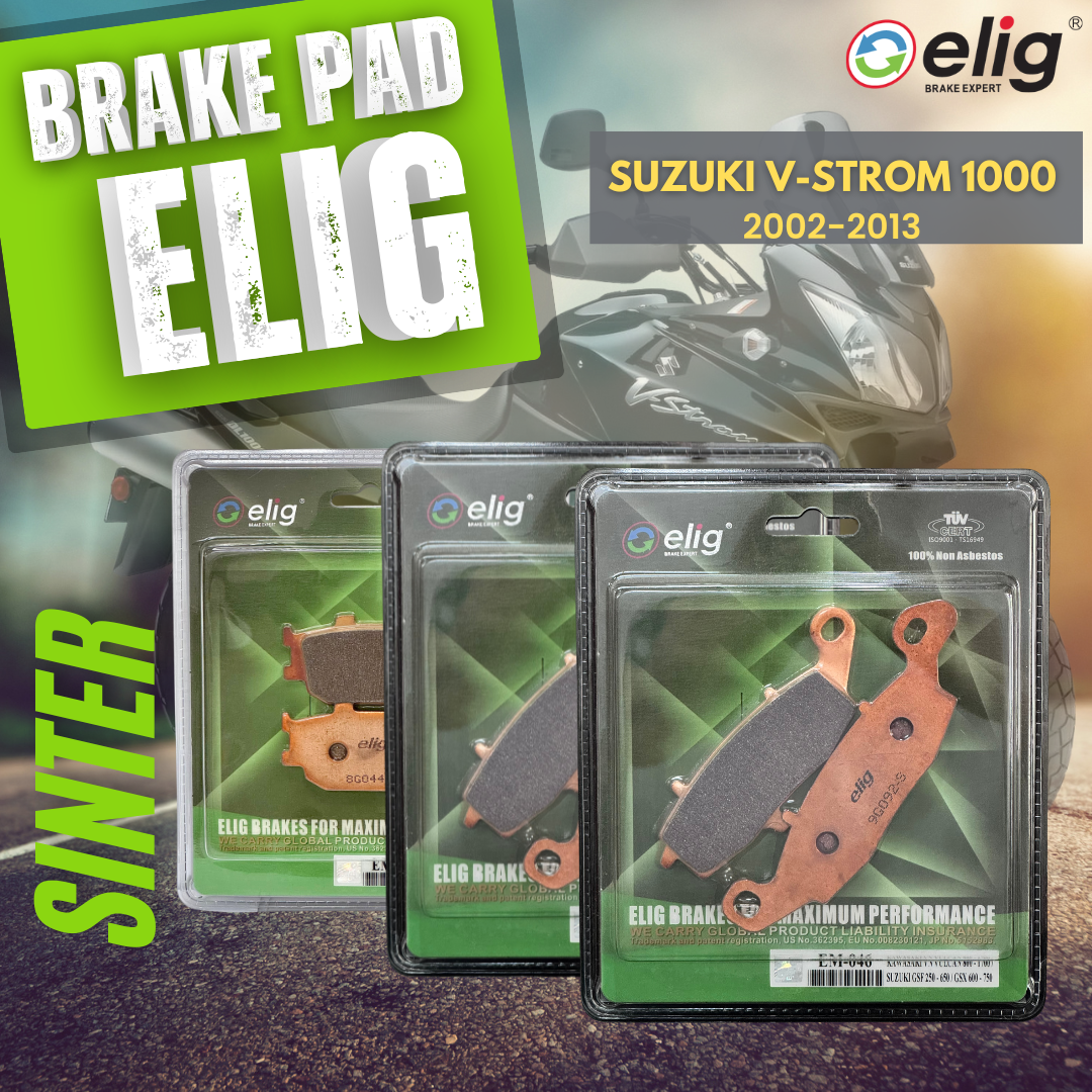 Bố thắng Elig Sinter dành cho xe SUZUKI V-TROM 1000 2002-2013 (Trước trái EM-046, Trước phải EM-032, Sau EM-031A)