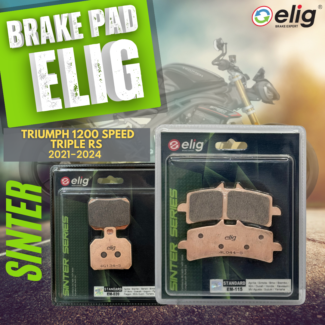 Bố thắng Elig Sinter dành cho xe TRIUMPH 1200 SPEED TRIPLE RS 2021-2024 (Trước EM-115, Sau EM-039)