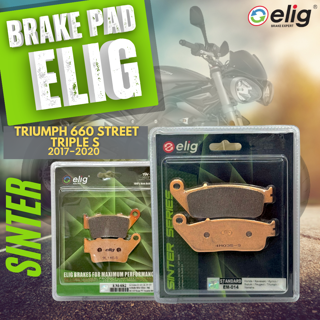 Bố thắng Elig Sinter dành cho xe TRIUMPH 660 Street Triple S 2017-2020 (Trước EM-014, Sau EM-082)