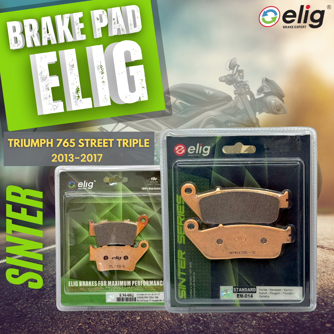 Bố thắng Elig Sinter dành cho xe TRIUMPH 765 STREET TRIPLE 2013-2017 (Trước EM-014, Sau EM-082)