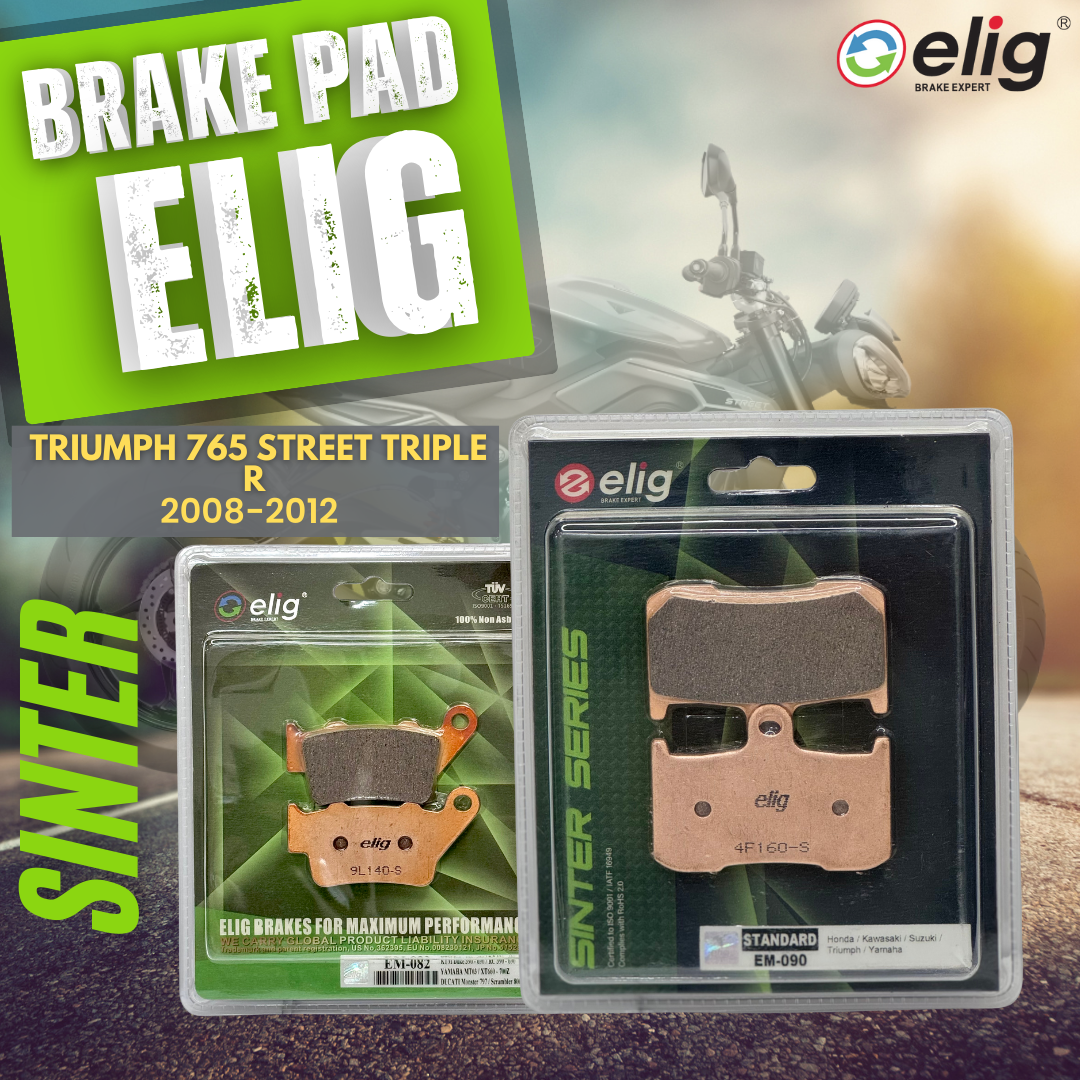 Bố thắng Elig Sinter dành cho xe TRIUMPH 675 STREET TRIPLE R 2008-2012 (Trước EM-090, Sau EM-082)