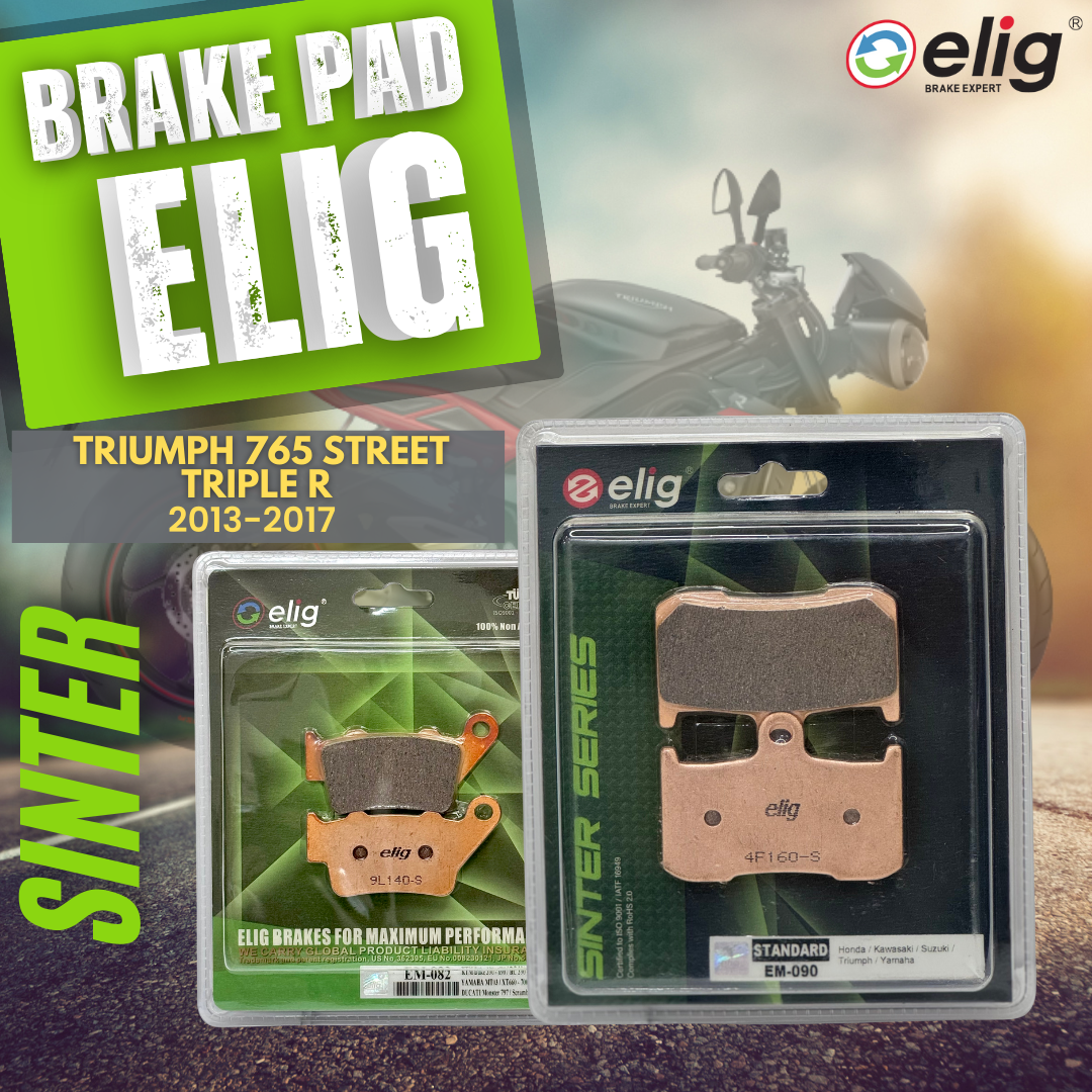 Bố thắng Elig Sinter dành cho xe TRIUMPH 675 STREET TRIPLE R 2013-2017 (Trước EM-090, Sau EM-082)