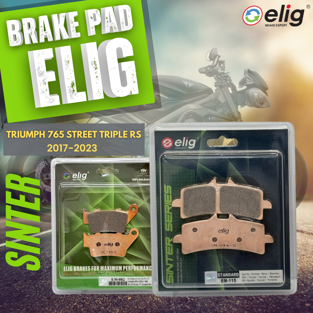 Bố thắng Elig Sinter dành cho xe TRIUMPH 765 STREET TRIPLE RS 2017-2023 (Trước EM-115, Sau EM-082)