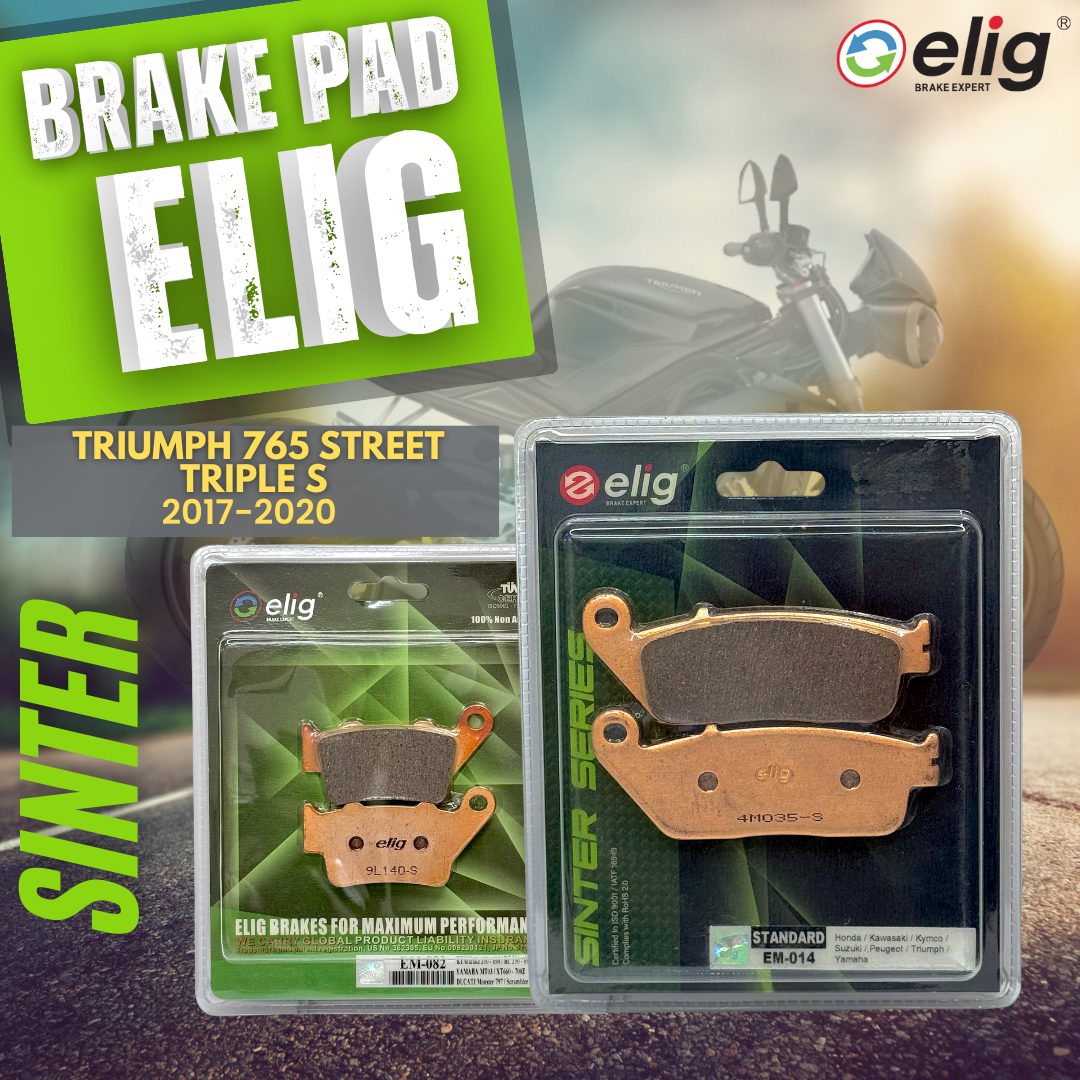 Bố thắng Elig Sinter dành cho xe TRIUMPH 765 STREET TRIPLE S 2017-2020 (Trước EM-014, Sau EM-082)