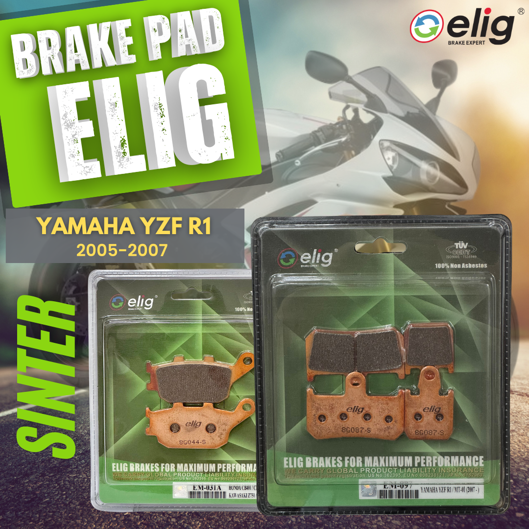 Bố thắng Elig Sinter dành cho xe YAMAHA YZF R1 2005-2007 (Trước EM-097, Sau EM-031A)